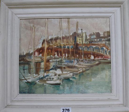 Dorothy Louisa Swain (b. 1922), Ramsgate Harbour, signed and dated 82, oil on canvas